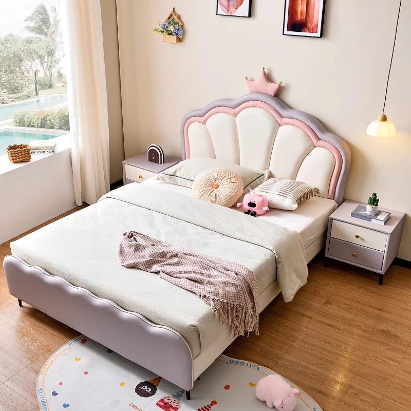 

Modern Princess Bed Children Single Sleeping Headboards Simple European Bed Bedroom Double Letto Matrimoniale Trendy Furniture