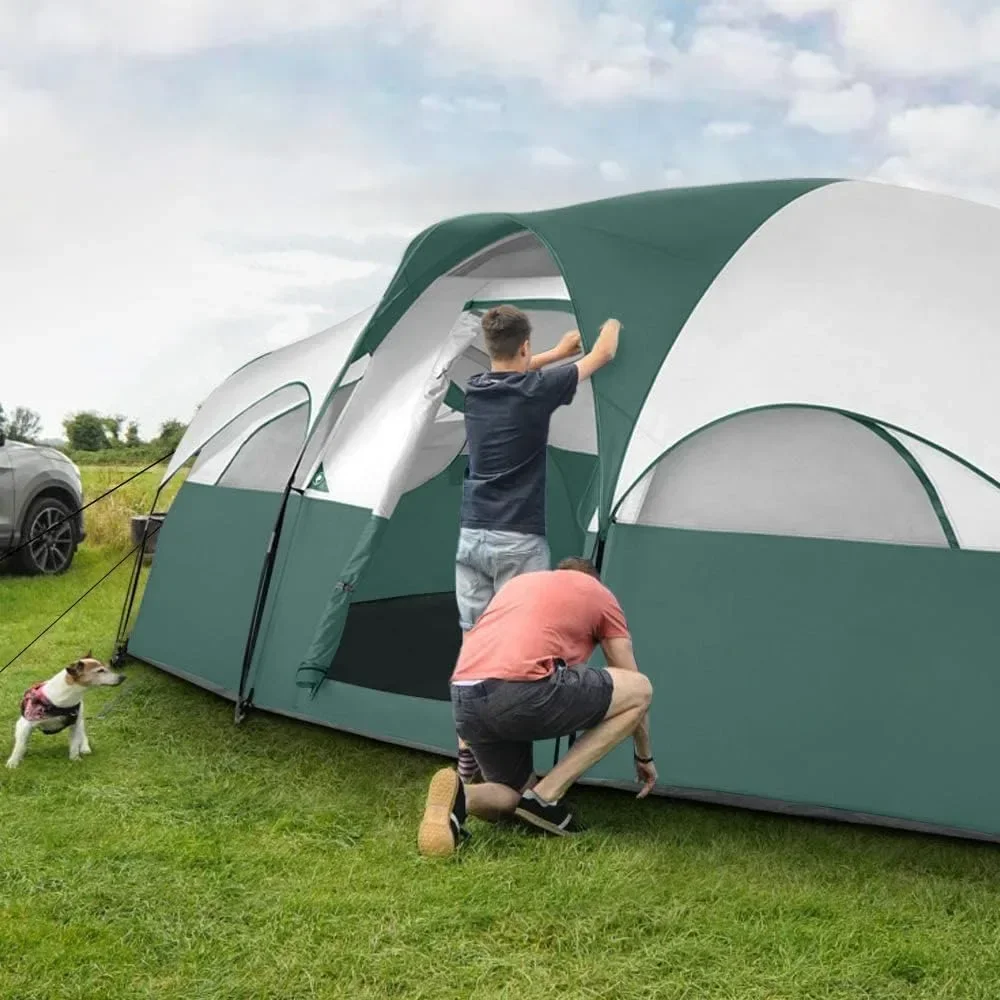 

Awnings, Weather Resistant Family Tent, Mesh Windows, Double Layer, Divided Curtain for Separated Room, Awnings