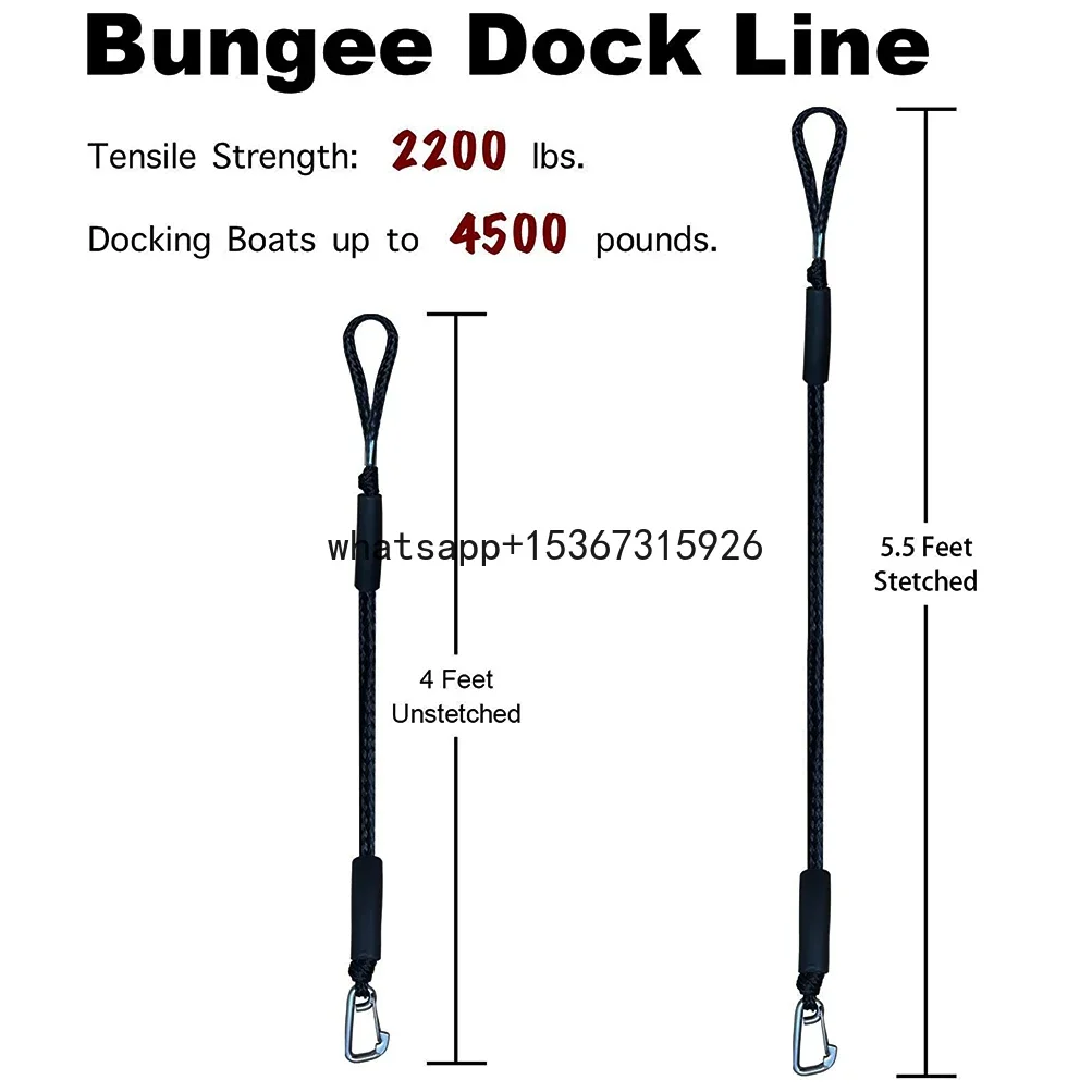 1/2PCS Bungee Dock Lines Shock Docking Rope Stretchable Boat Accessories Mooring Rope for Kayak Watercraft Jet Ski Canoe Power
