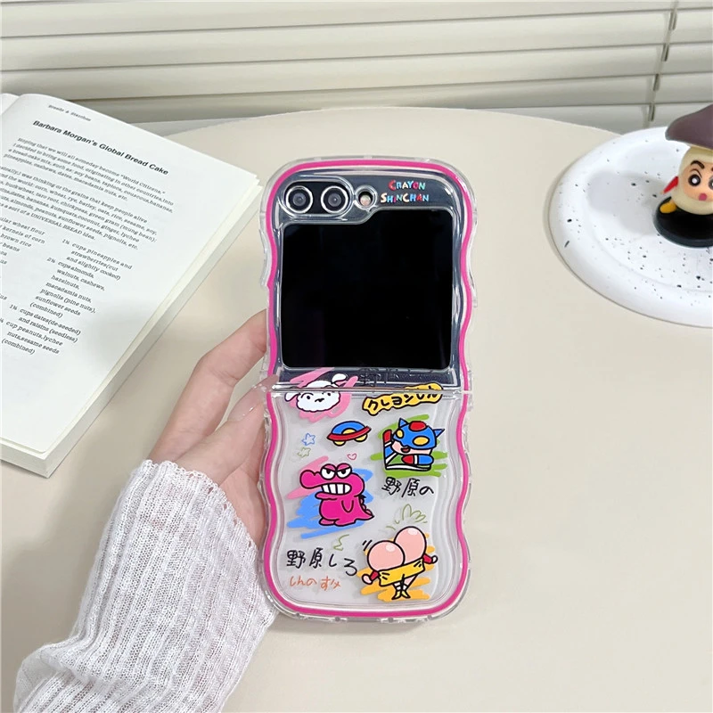 Cute Cartoon Japan Anime Crayon Shin chan Phone Case For Samsung Galaxy Z Flip 7 6 5 Case Soft TPU Back Cover For Z Flip 3 4 view 3