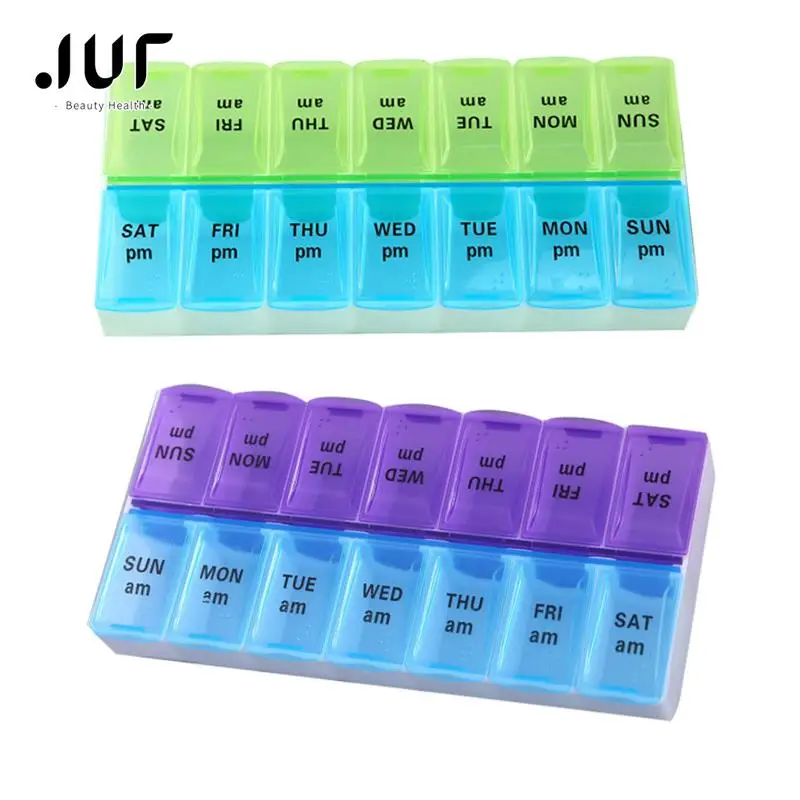 

14 Grids 7 Days Weekly Candy Pill Case Medicine Tablet Dispenser Organizer Pill Box Splitters Pill Storage Organizer Container