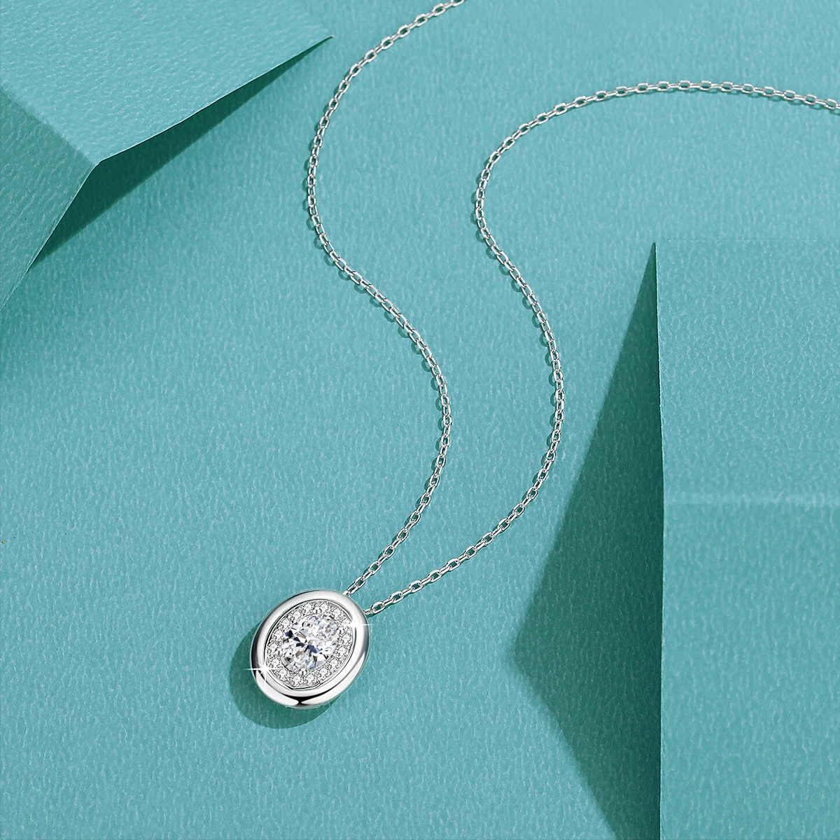 

Цвет D, 1 карат, овальная огранка, муассанит, ободок, кулон, ожерелье, стерлинговое серебро 925 пробы, Halo Lab, бриллиантовая цепочка на шею, ювелирные изделия