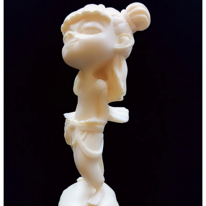 Natural Tagua Nut Hand Carved Proud Nezha Statue Chinese Anime Character Home Vehicle Collectible Ornament Craft Gift