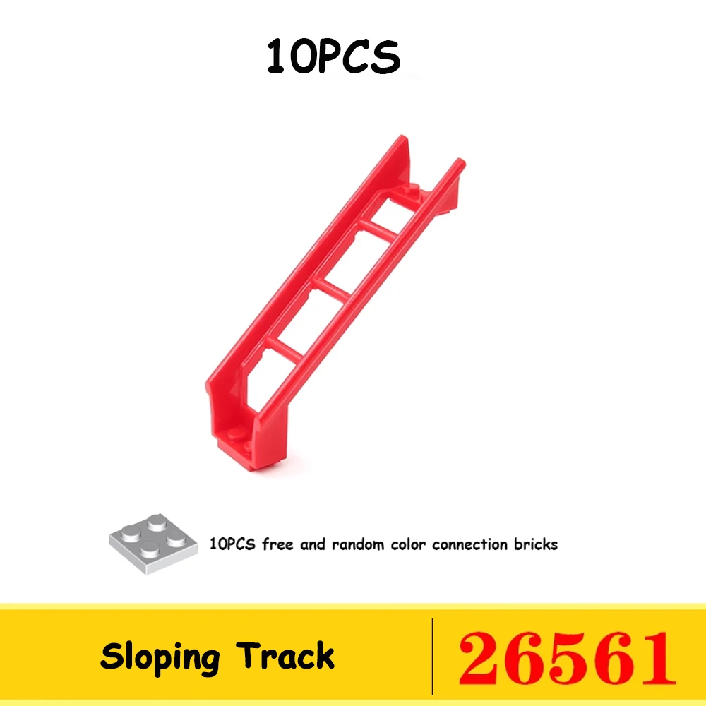 10 x Achterbahn-Schienenschienen, kleine Partikel, technische Teile, MOC-Baustein, kompatibel mit Legoeds 25061, 26559, 26560, 260
