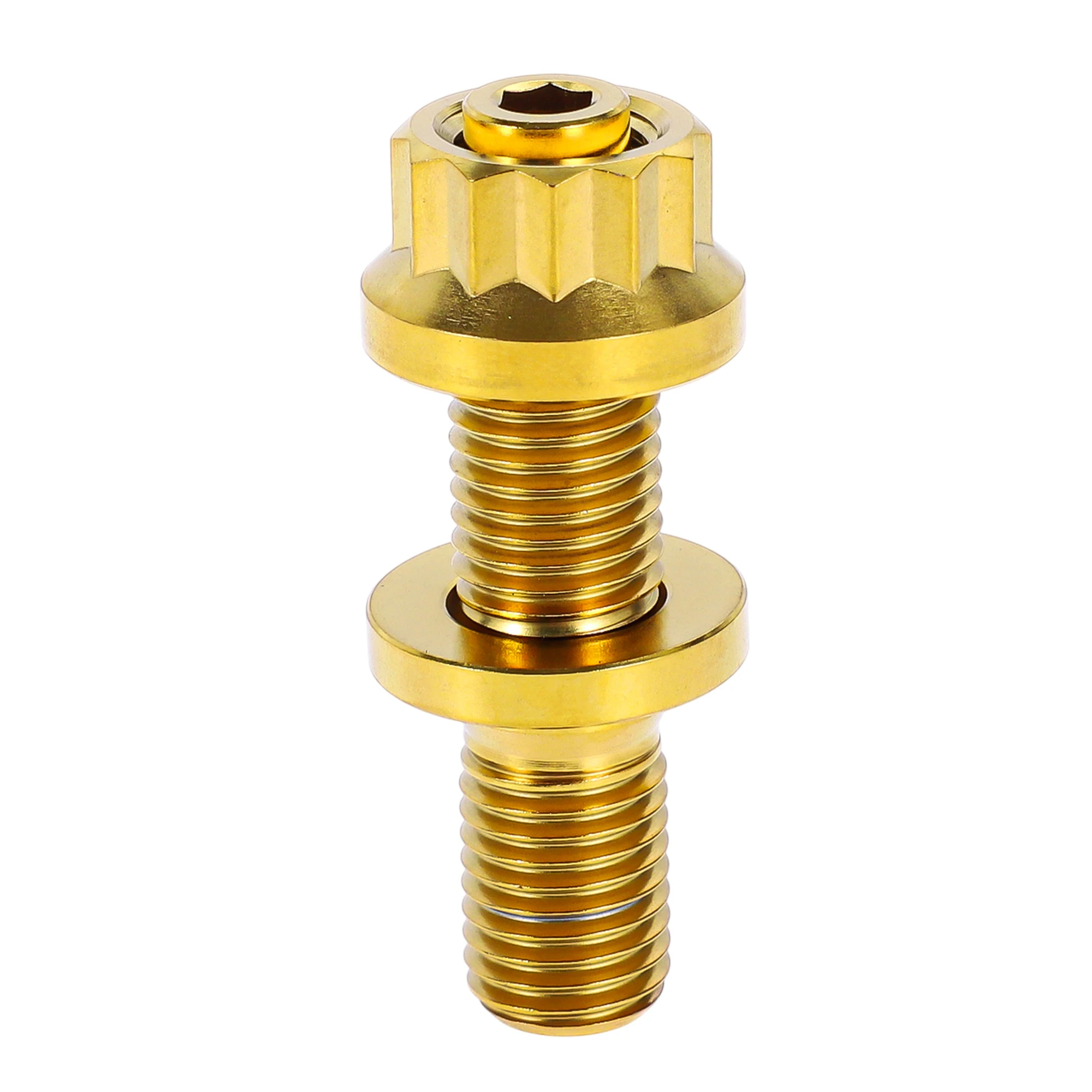 UXCELL 1Set Titanium Exhaust Manifold Bolt M10x45mm Pitch 1.25 Exhaust Manifold Stud Kit Screws Nuts Washers Gold Tone