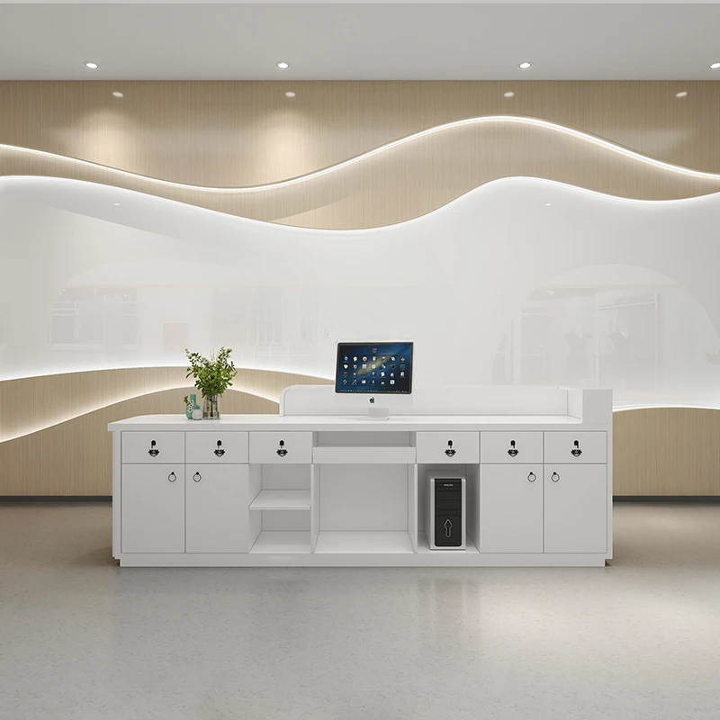 Office Gaming Reception Desk Standing Console Modern Desktop Reception Desk Workbench Scrivania Reseption Luxury Furniture