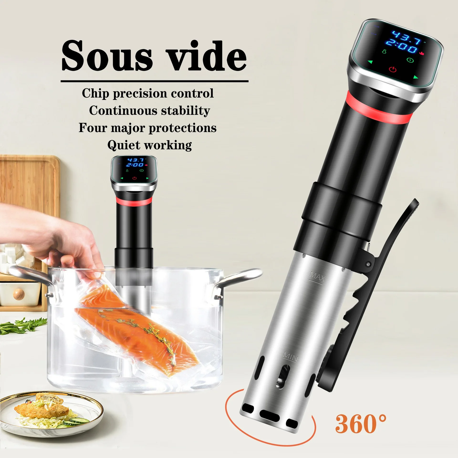 

SJ-S012 Waterproof Sous Vide Cooker Immersion Circulator Accurate Cooking With LED Digital Display Smart Slow Cooker Heater