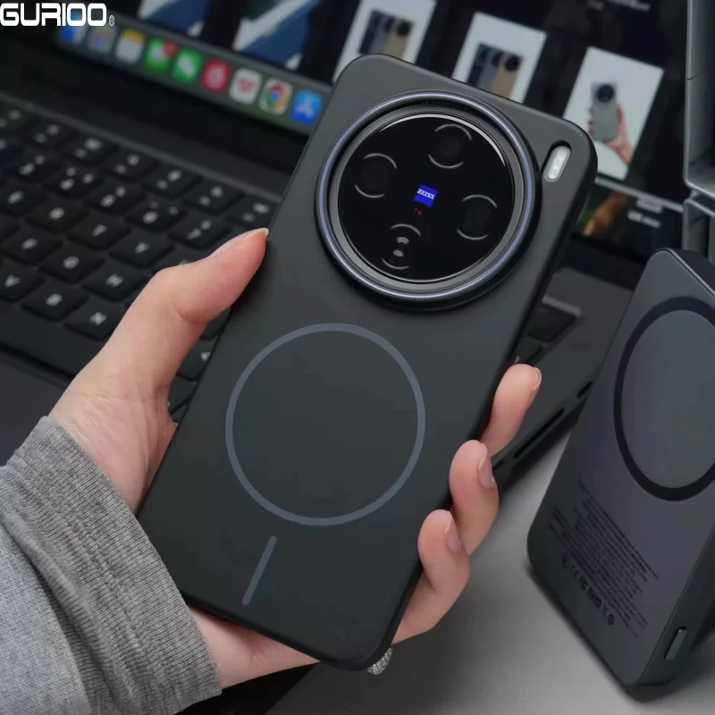 حافظة هاتف Magsafe رفيعة للغاية وبسيطة لهاتف Vivo X200 Pro Mini X200 S20 Pro عدسات ملونة غير لامعة شحن لاسلكي غطاء كمبيوتر صلب