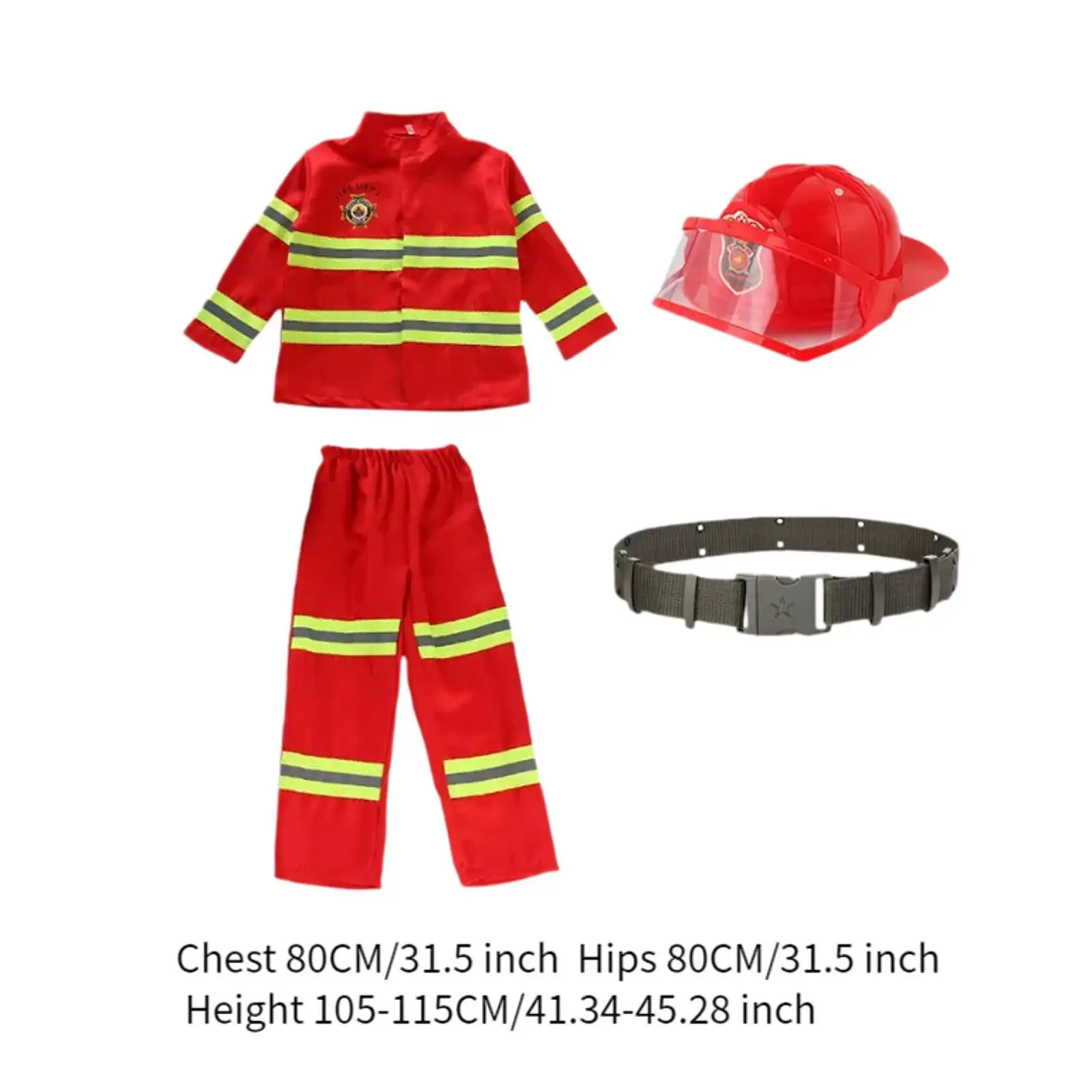مجموعة أزياء رجال الإطفاء التظاهري للأطفال مع قبعة وحزام زي الهالوين للأطفال للأولاد والبنات #4
