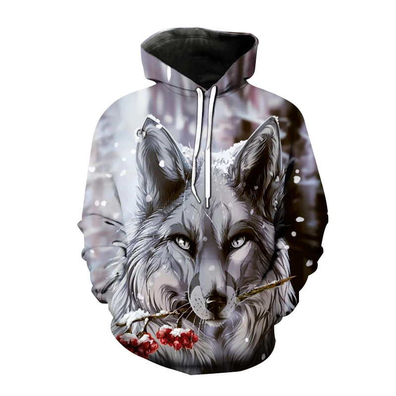 

Spring New Fashion Hoodies Animal Wolf 3D Print Sweatshirts Men Women Casual Hoodie