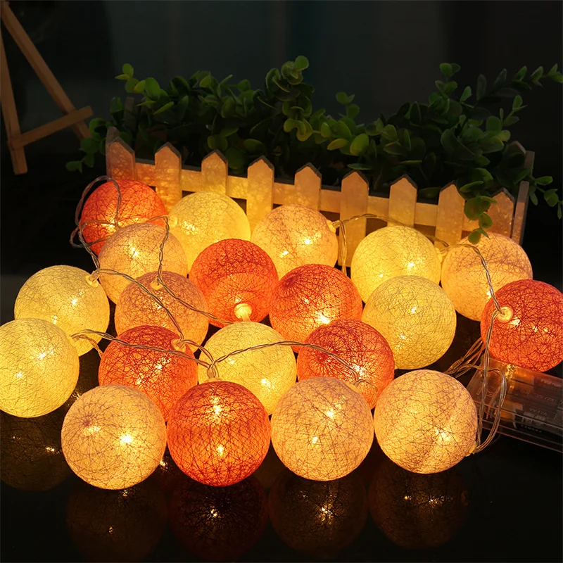 Battery Powered 4cm Cotton Ball Lighting String Wedding Party Birthday Proposal Home Staircase Room Decoration Accessories