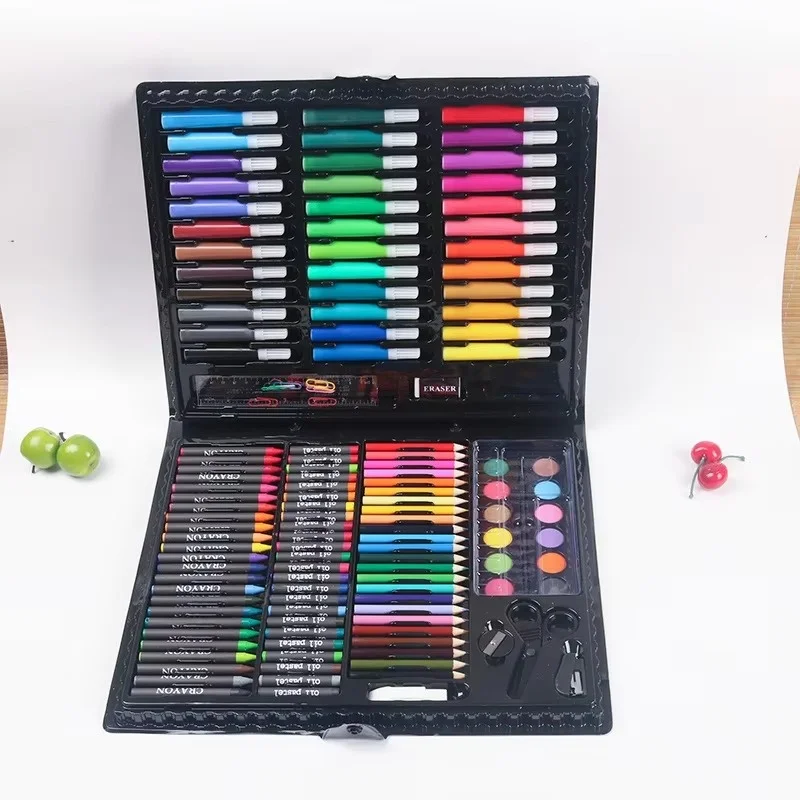 150 Brush Set Children\'s Painting, Stationery Art Oil Painting Stick Tools Watercolor Pen Crayon Pencil Graffiti Gift Box
