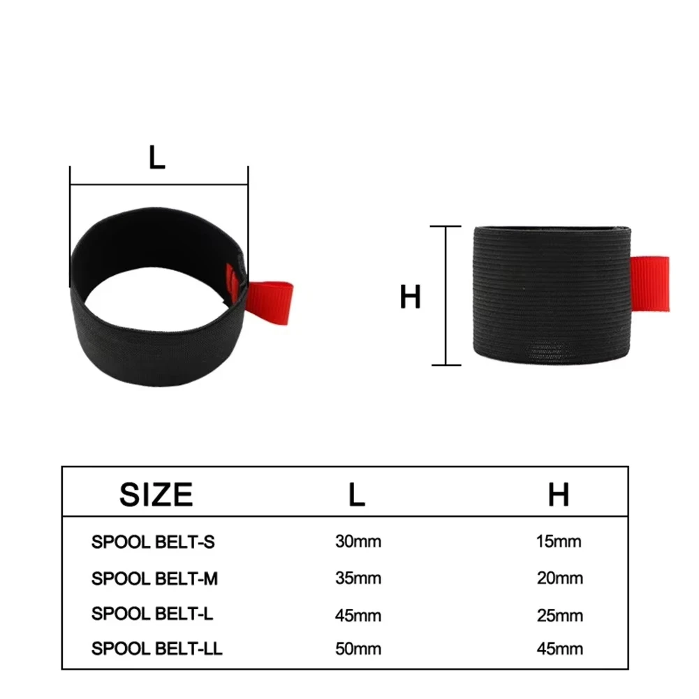 SHIQIAN 4-piece/bag fishing line reel with flexible black and red elastic fishing reel protector pulley accessories S M L LL set