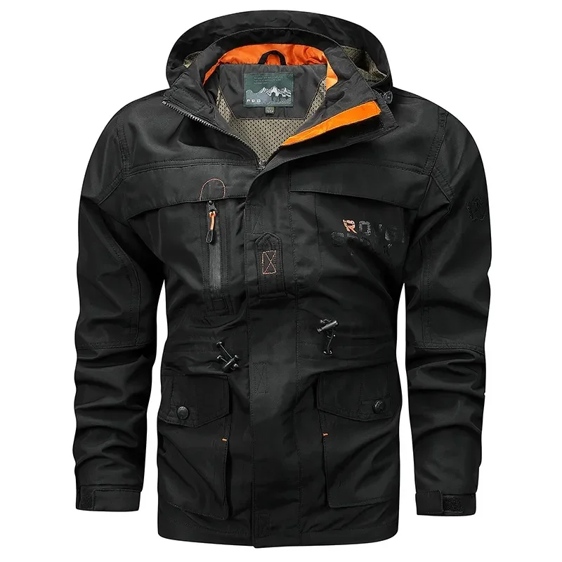 

Men's Windbreaker Jackets For Men Windproof Military Clothing Motorcycle Jacket Coat Camping Multi Pocket Male Coat Size M-5XL