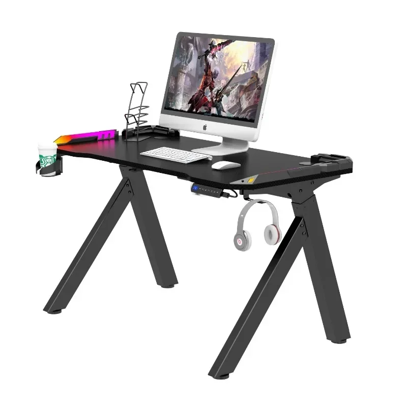 Electric Lifting Rgb Black Carbon Fiber Adjustable Office  PC Computer Gaming Desk