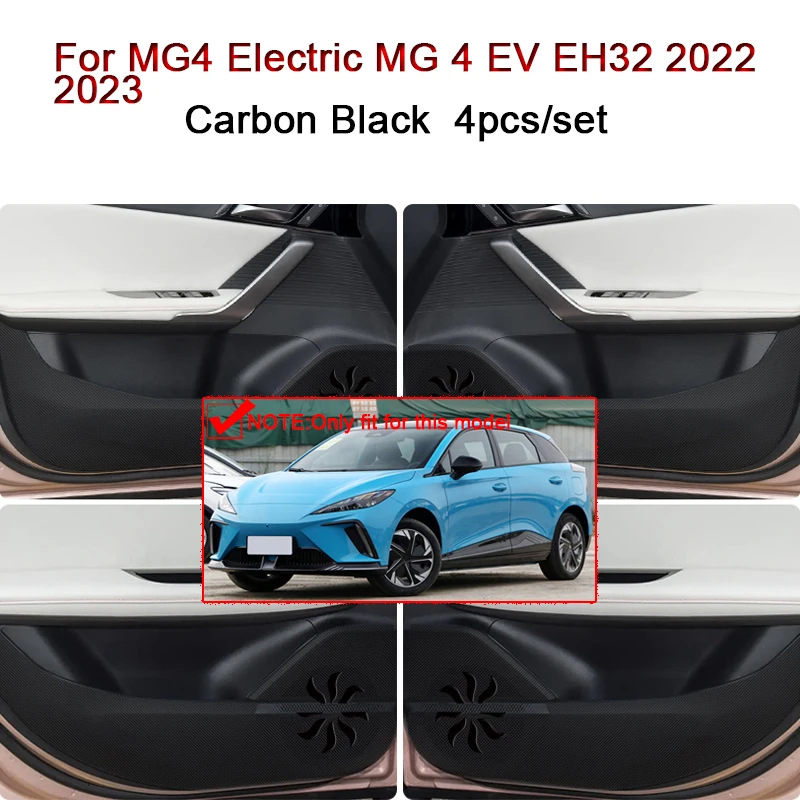 

For MG4 Electric MG 4 EV EH32 2022 2023 2024 Car Door Anti Kick Pad Carbon Fiber Leather Texture Anti Dirt Protective Sticker