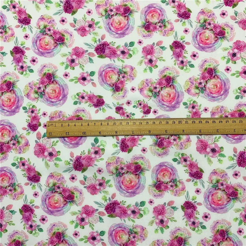 Pretty pink flowers Polyester cotton Fabric Patchwor Printed for Tissue Home Textile for diy Sewing Girl Dress Curtain mask