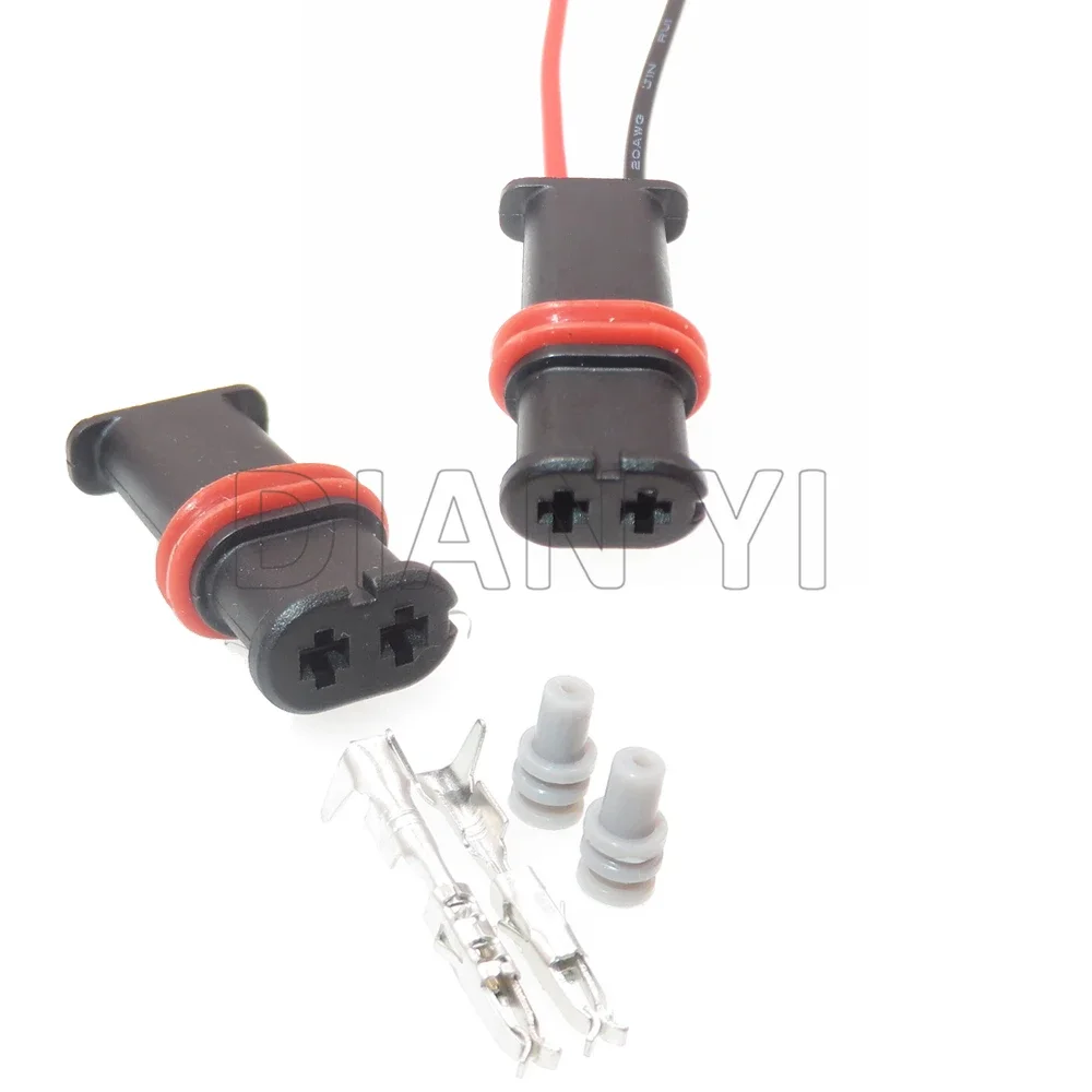 1 Set 2 Way Automobile Waterproof Wire Harness Sockets AC Assembly Car Motor Electrical Connector With Cables