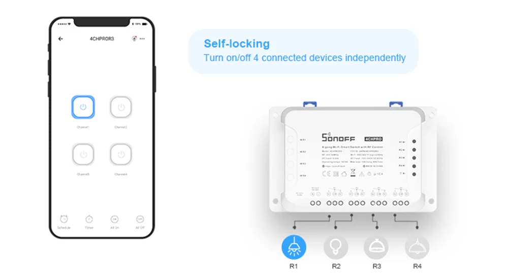 SONOFF 4CHR3 / 4CHPROR3 4-kanals Wi-Fi Smart Switch