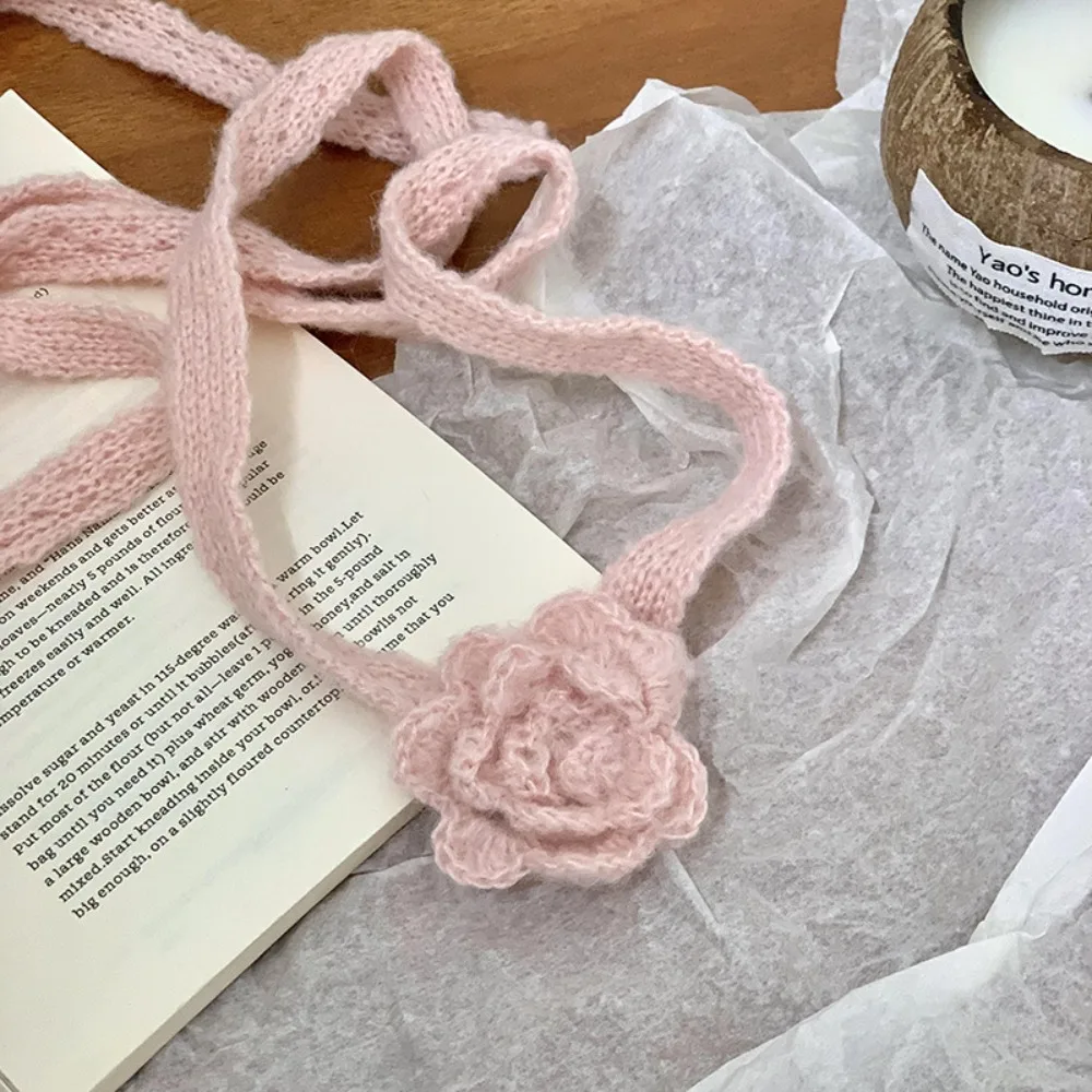 

Сплошной цвет, шаль из розовой шерсти, вязаный крючком ручной работы, украшение для одежды, вязаный шарф, сохраняющая тепло, лента, длинные узкие шарфы, уличные