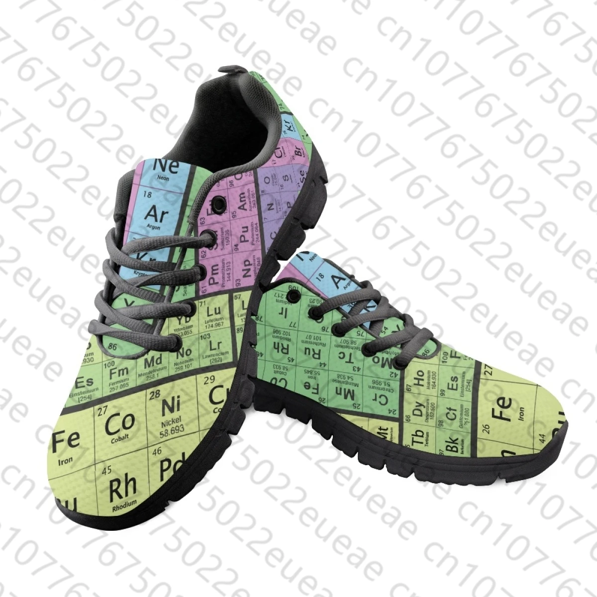 Doginthehole Women 3D Periodic Table Print Sneakers for Students Chemistry Pattern Mesh Flats Femme Walking Shoes Zapatos Mujer