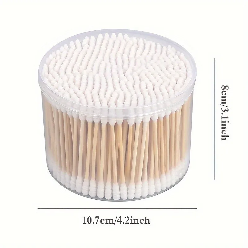 1000-count Wooden Stick Cotton Swabs. Sturdy and Durable Wooden Sticks, Featuring Round Tips and Spiral Pointed