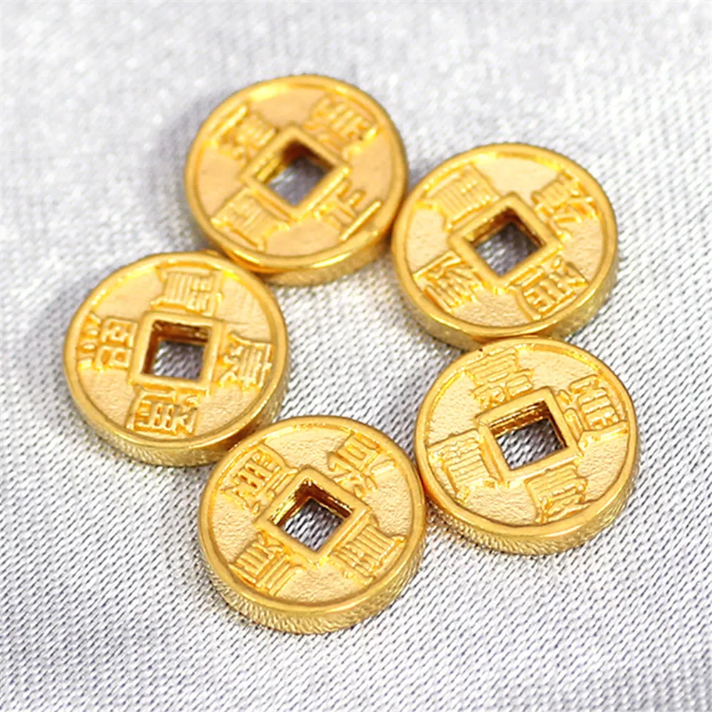 1pcs Pure 999 24K Yellow Gold 3D 5 King Coin Bead Pendant 0.1-0.2g