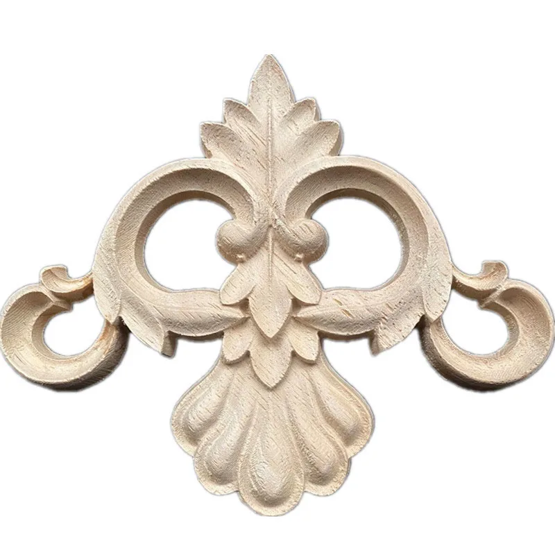 

1PC 16cm Wood Figurines Frame Wood Applique Onlay Wood Decal Classical Exquisite Antique Floral Leaves Wooden Home Decoration