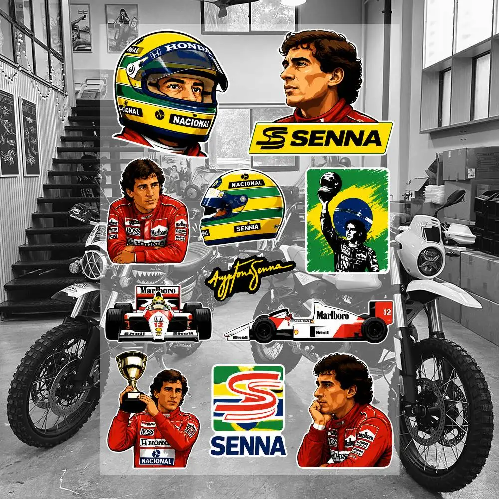 Ayrton Senna Esthetische Graffiti Wasserfeste PVC-Aufkleber für Auto, Motorrad, Skateboard, Helm, Notizbuch
