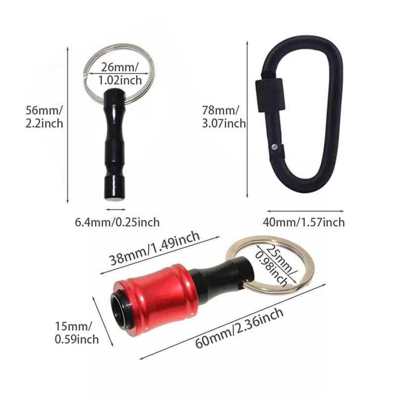 A20F-24Pieces 1/4 Inch Hex Shank Bits Holder Keychian, Keychain Extension Bar Screwdriver Bit Holder Socket Adapter