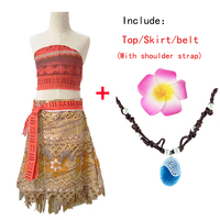 Anime Vaiana Moana Princess Costume Dress Ocean Maui Moana Dress Mao Necklace Girls Adult Kids Party Halloween Performance Suits