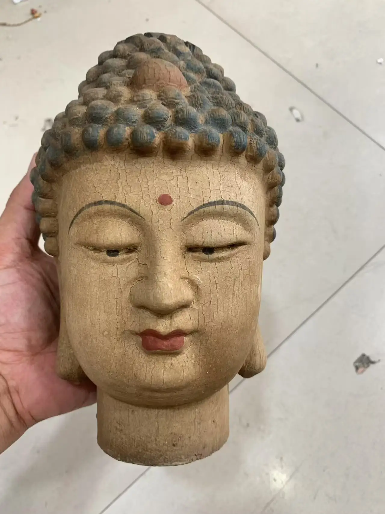 

Antique old wood Carving Solid Wood Chinese Decoration Decoration Buddha head Statue
