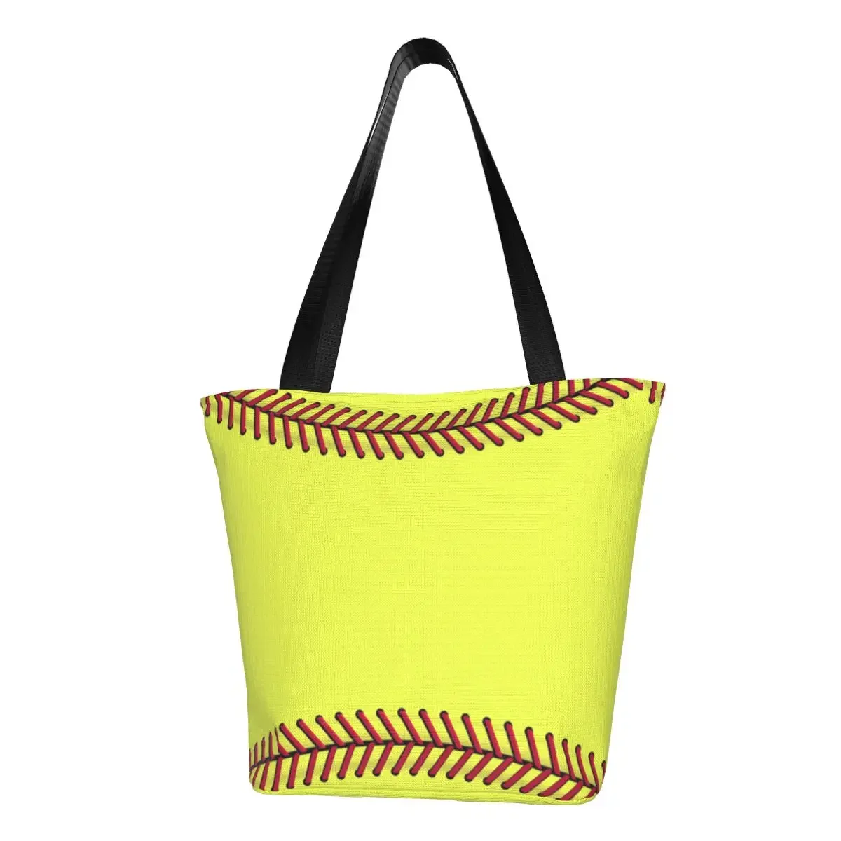 Cute Printing Double Softball Shopping Tote Bag Washable Canvas Shopper Shoulder Handbag