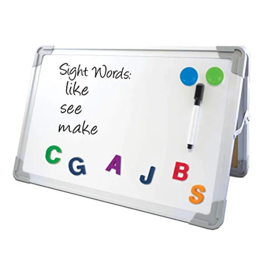 

16" x 20" Magnetic Double-Sided Desktop Easel Bright White Dry Erase Easel for Office Home and Classroom Aluminum Frame Magnets