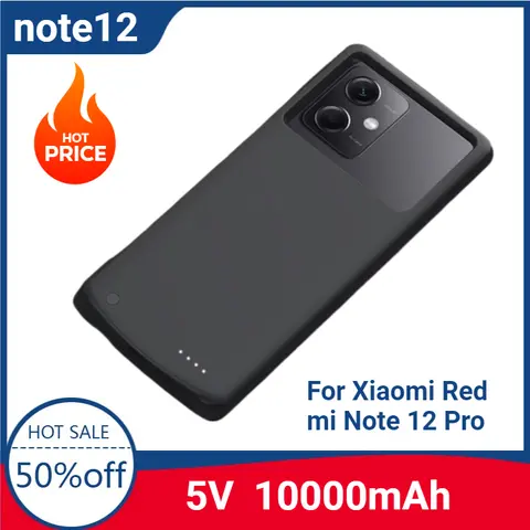 10000mAh For Xiaomi Redmi Note 12 Pro 5G External Battery Cases Portable Power Bank Cover For Redmi Note 12 Pro Powerbank Case