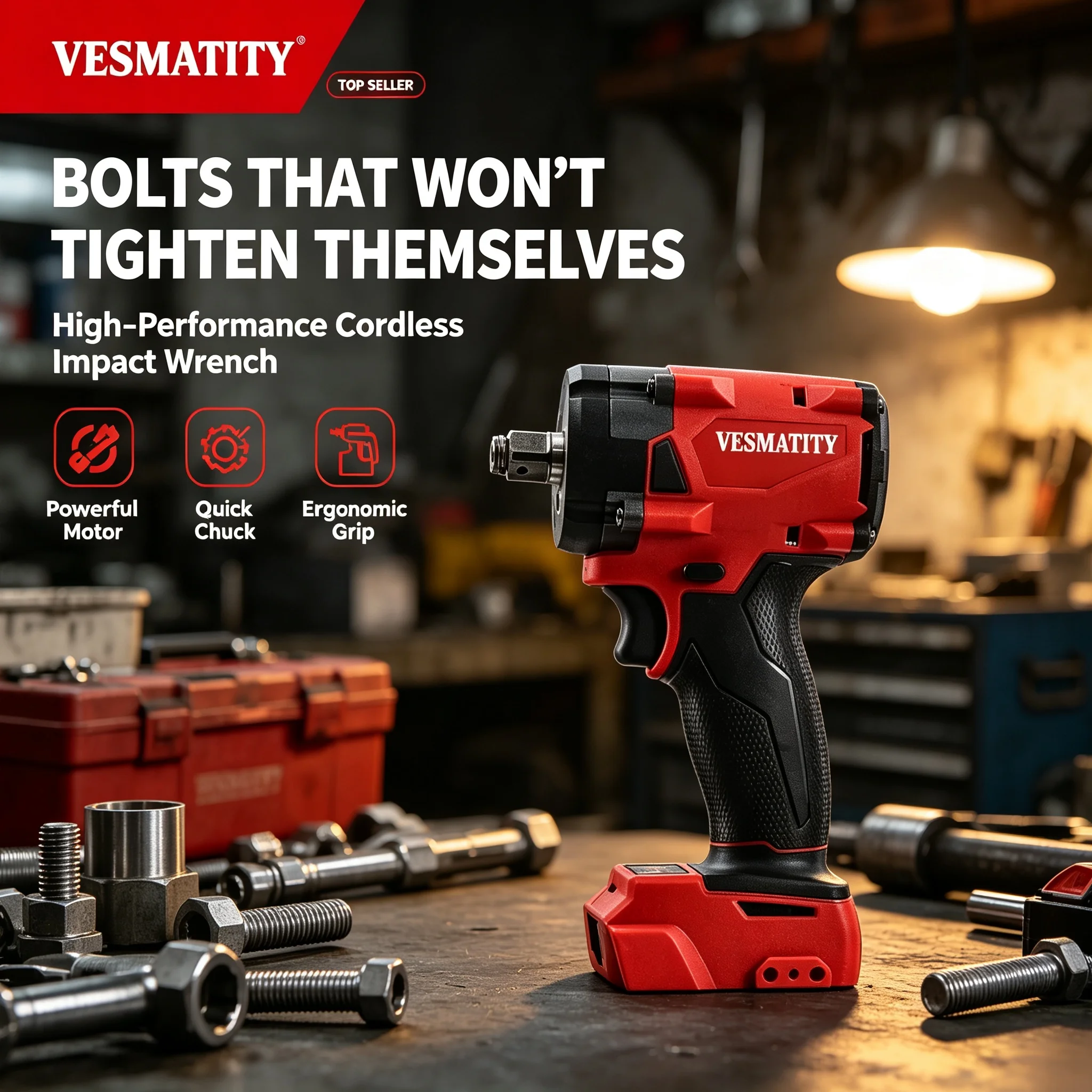 Brushless Cordless Electric Wrench 1/2 Car Truck Repair Screwdriver Impact Drill Rechargable for VESMATITY 18V Battery pin