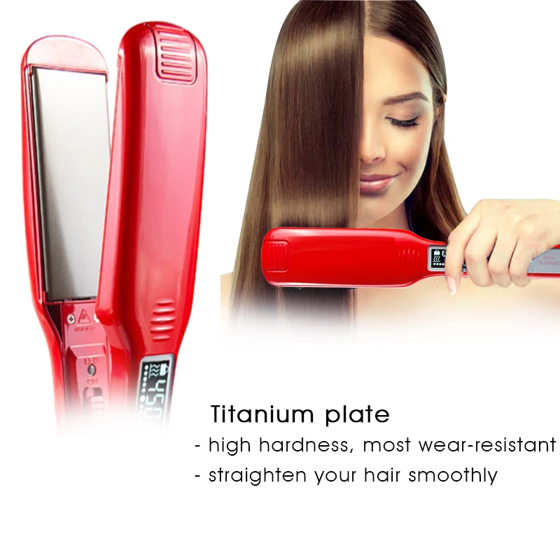 Hair Straightener Smart Touch Display LCD Dispaly Titanium Plate Flat Irons Professional Fast Warm-up Dual Voltage