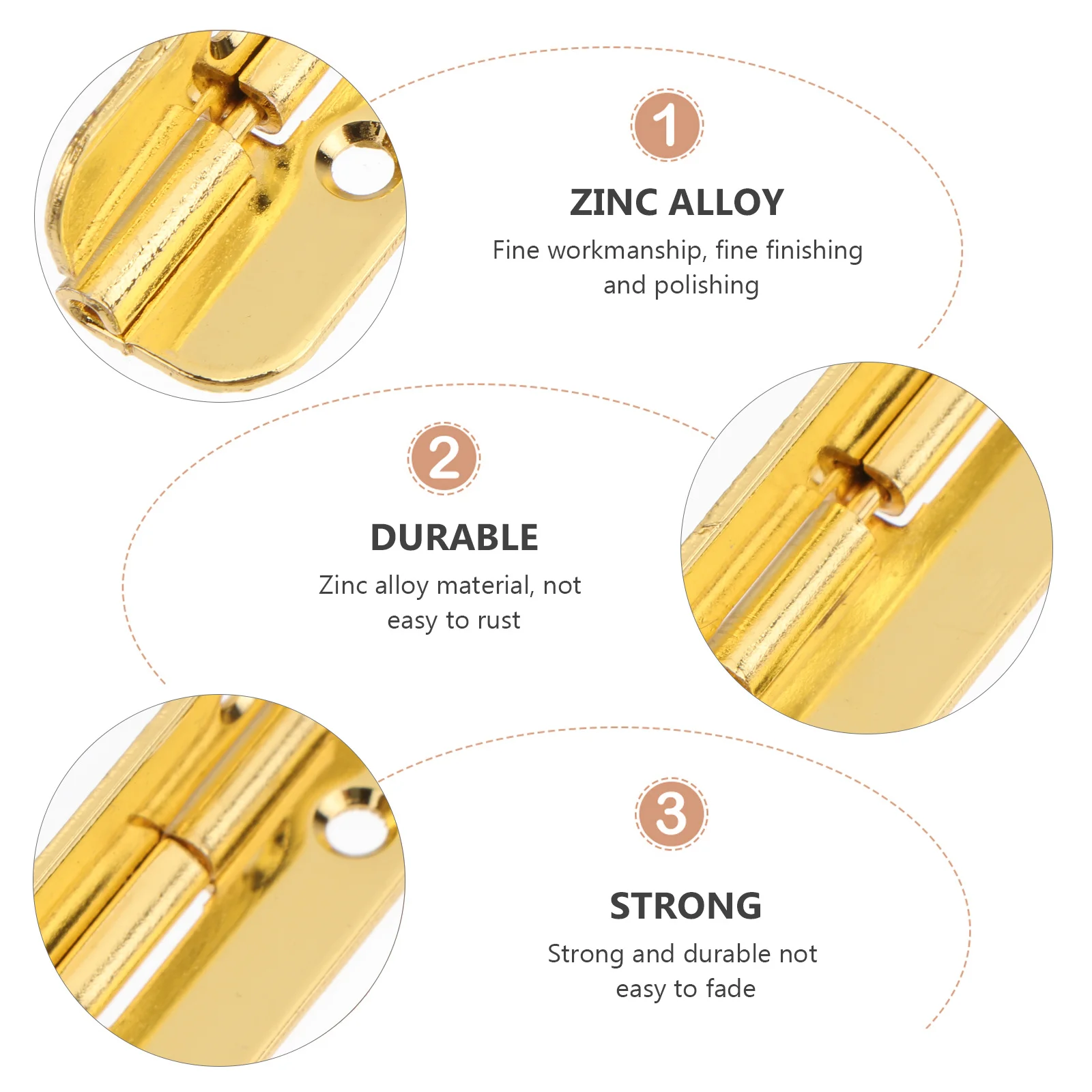 

2Pcs Golden Zinc Alloy Cabinet Hinges Durable Heavy Duty Furniture Hinges Smooth Sliding Fixing Supply for Door Wardrobe