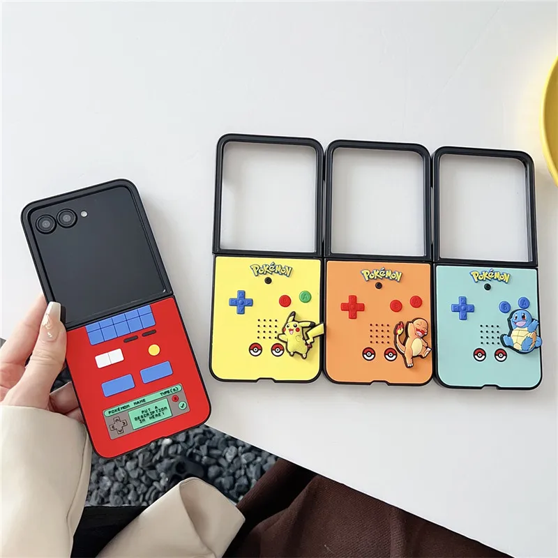 Anime P-Pokemon Phone Case For Motorola moto razr 50 Ultra 50ultra Squirtle Charmander Pika Folding flip games console Cover