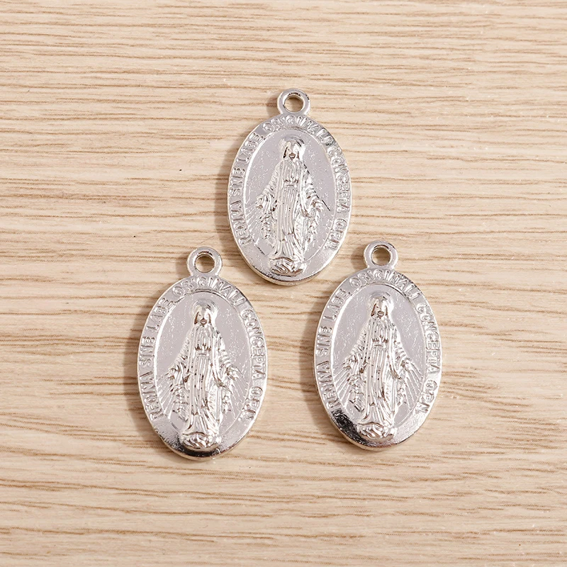 Tusember 10 Stück Legierung Antik Silberfarben Jungfrau Maria Anhänger für Ohrringe Halsketten DIY Schmuckherstellung Handgefertigte Accessoires – Detail 4