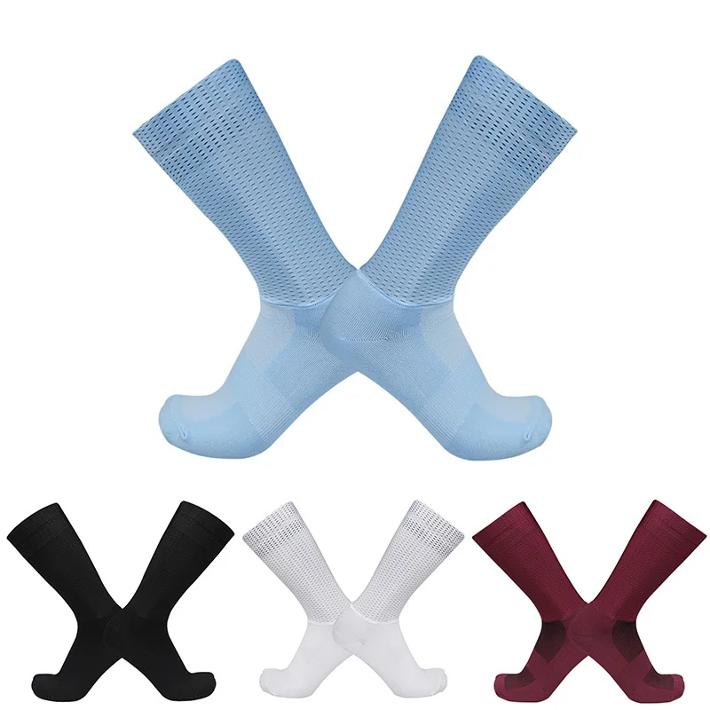 

2025 New Bike Aero Team Summer Cycling Socks Silica Gel Non-slip Breathable Pro Racing Sports Sock Men Women Calcetines Ciclismo