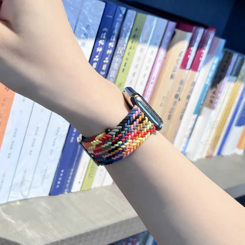 애플 워치 밴드용 브레이드 솔로 루프, 나일론 탄성 스트랩, iWatch 시리즈 9, 8, se, 6, 7, 5, 4, 3, 44 mm 울트라 2, 49mm, 45mm, 38-42mm, 40-41mm