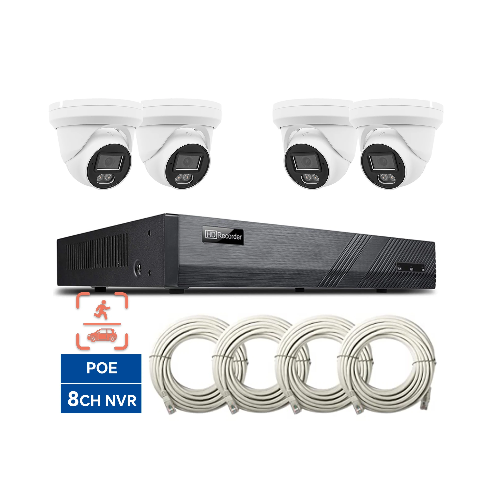 

2026 AI Perimeter Face Detection 8CH 4K PoE Security Camera System 8MP Smart Night Color Turret IP Cameras 8 Channel NVR 24/7 Re