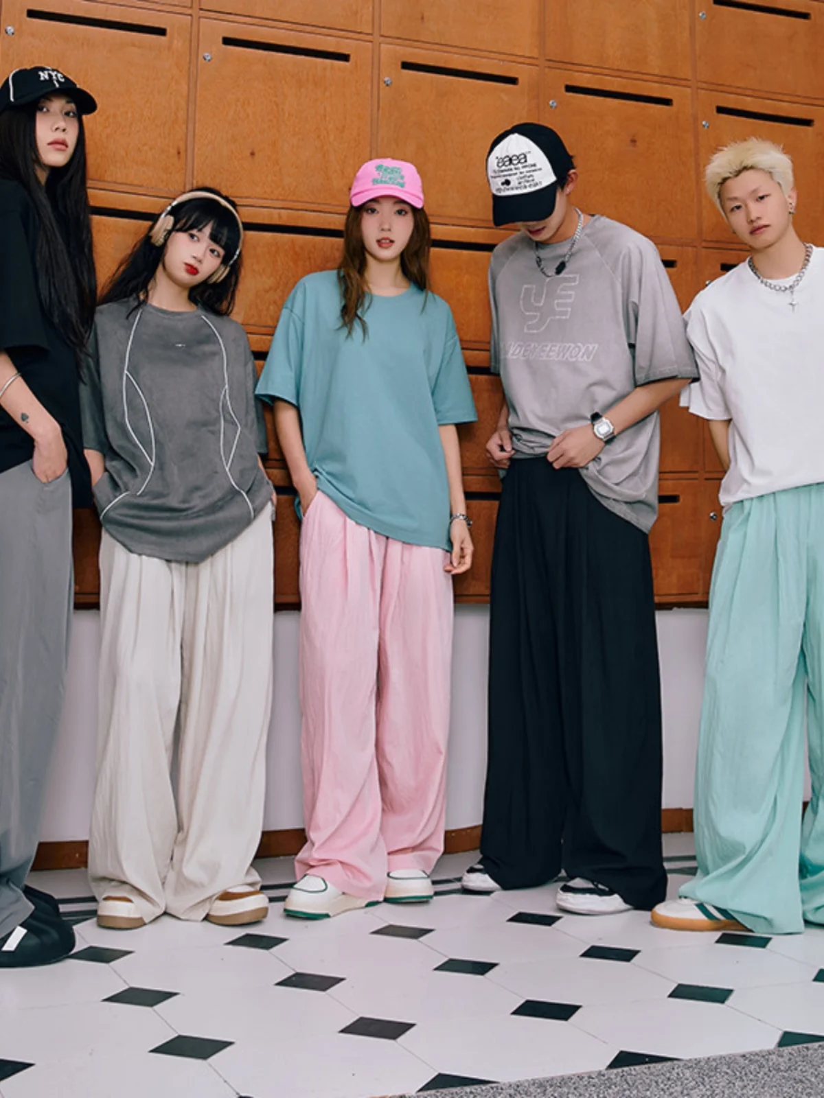 

Мужские летние тонкие свободные брюки из текстурированного ледяного шелка прямого кроя, модные повседневные брюки для пар, молодежные брюки Vitali Sle от Mountain Brand