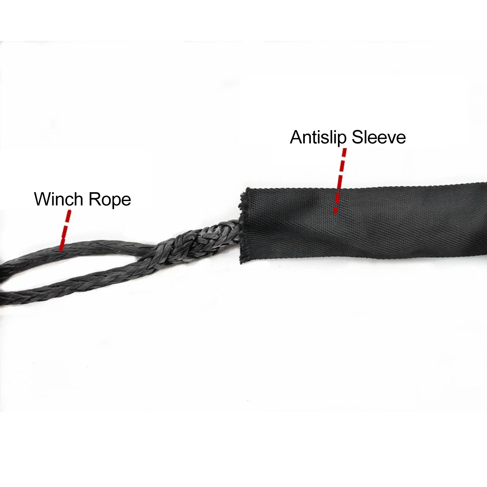 1m/2m Black Universal Polyester Protective Sleeve for 5cm/1.97in Width Synthetic Winch Rope