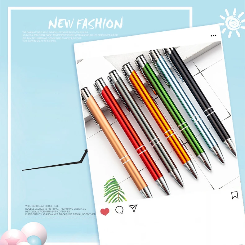 50Pcs/Lot Ballpoint Pen Black Blue Ink School Office Student Pen Free Customized Logo Name Text