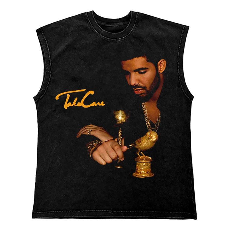 TIDESHEC 2024 Washed Vest Hip Hop Streetwear T Shirt Oversized Cotton Graphic Portrait Tank Tops 270Gym Tee Top Men Clothing