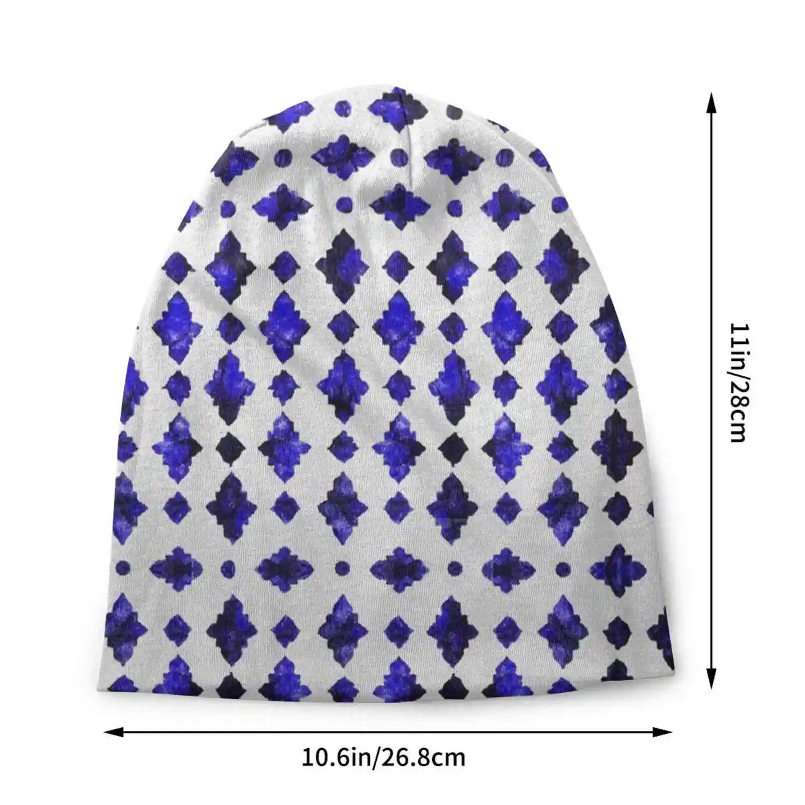 Royal Blue Traditional Moroccan Geometric Artwork Knitted Hat Warm Beanie Outdoor Caps Moroccan Sahara Boho Hippie Bohemien