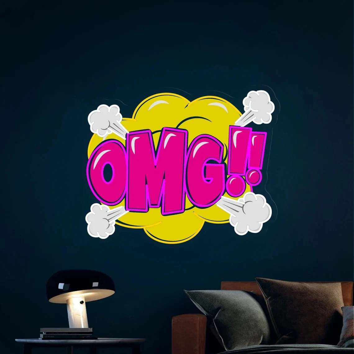 OMG neon sign UV Print Acrylic Led Neon Sign, Handmade Neon Sign, Acrylic Artwork Neon Sign, Anime Character Neon Lights Wall De