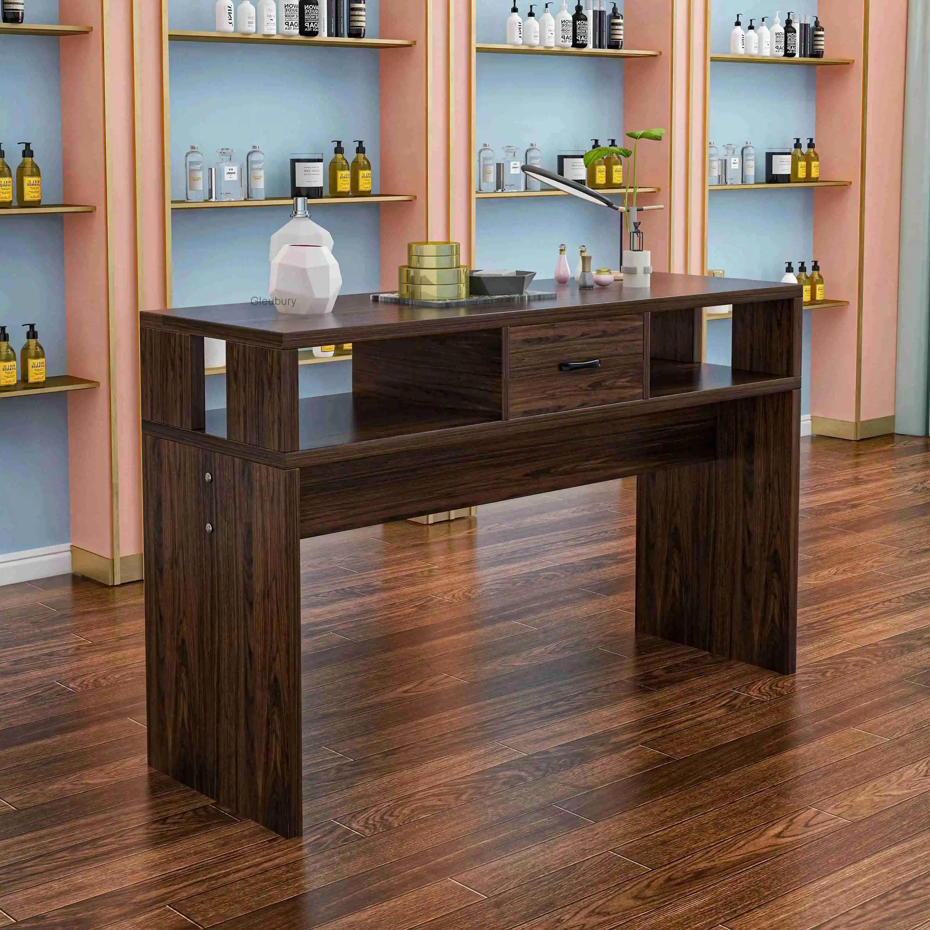 

Cleaning Square Manicure Table Easy Clean Mesa Designer Hand Nail Desk Workstation Minimalist Tavolo Per Unghie Salon Furniture